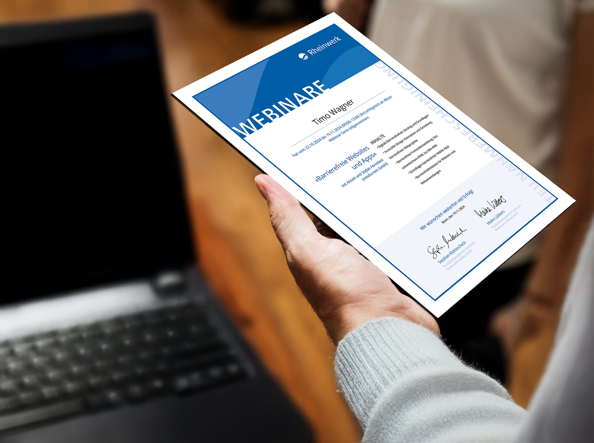 Zertifikat Fortbildung Barrierefreiheit Rheinwerk Verlag GmbH